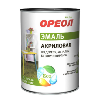 Эмаль акриловая Ореол  0,9 кг  белая глянцевая