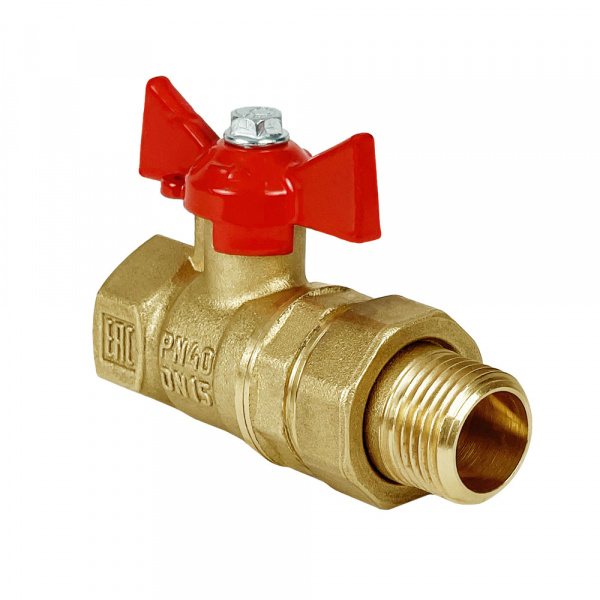 Кран шаровой VALFEX 1/2" внутренняя-наружная резьба ручка-бабочка, АМЕРИКАНКА, латунь