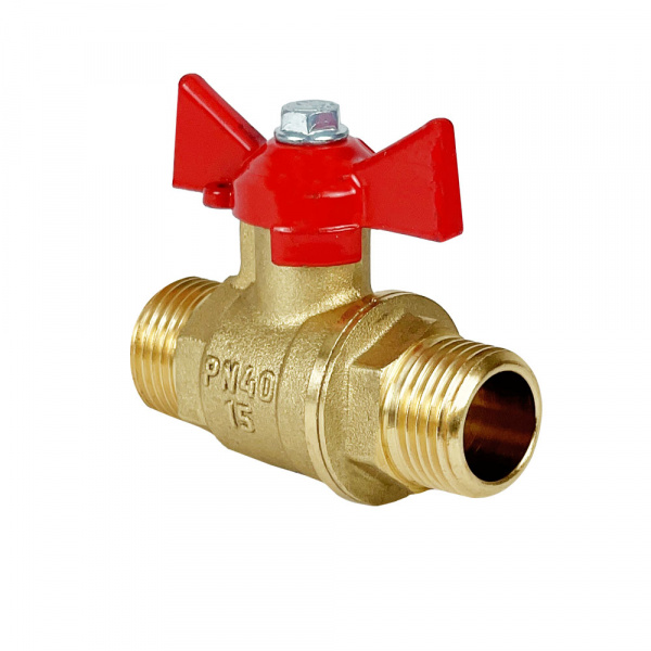 Кран шаровой VALFEX 1/2" наружная-наружная резьба ручка-бабочка, латунь