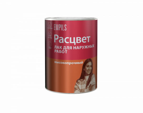 Лак алкидный для наружних работ прозрачный РАСЦВЕТ, 1.9 кг глянцевый