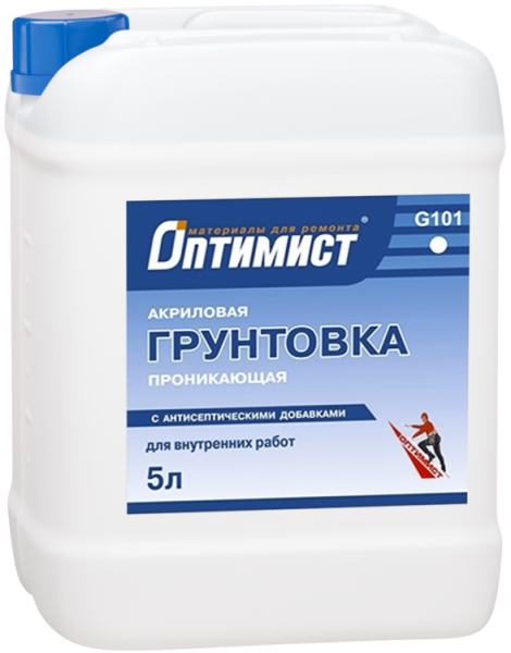 Грунтовка проникающая Оптимист G101 для внутренних работ, 5 л