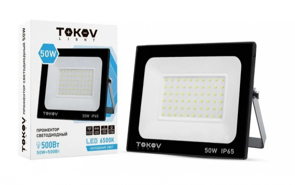 Прожектор светодиодный 50Вт, 3400 Лм, 6500К, IP65 TOKOV ELECTRIC