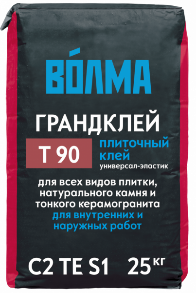 Клей плиточный "ВОЛМА-Грандклей" С2 Т S1, 25 кг