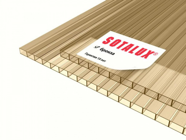 Сотовый поликарбонат 10мм БРОНЗА SOTALUXE кратно 3 м/погонным лист 2,1х12м