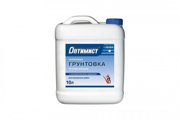 Грунтовка проникающая Оптимист G101 для внутренних работ, 10 л