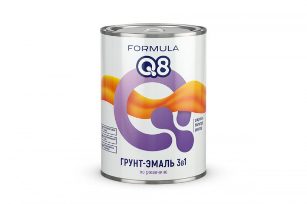 Грунт-эмаль по ржавчине FORMULA Q8 СЕРАЯ, 0,9кг