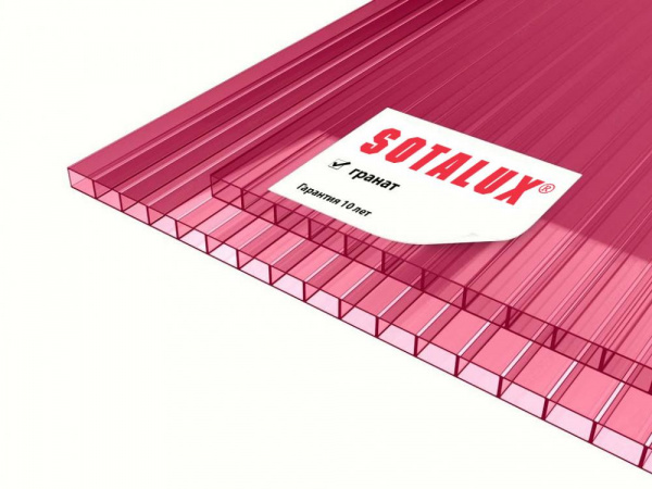 Сотовый поликарбонат 8мм ГРАНАТ SOTALUXE кратно 3 м/погонным лист 2,1х6м