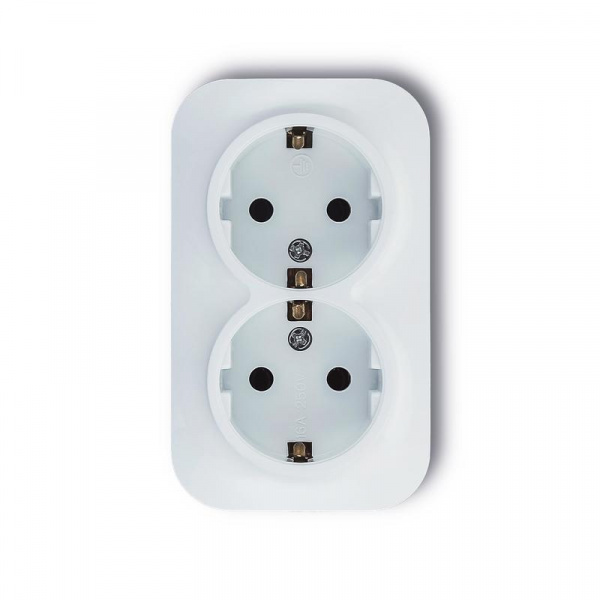 Розетка 2-м, 16А, 250В c заземлением TOKOV ELECTRIC, АБС-пластик,белая