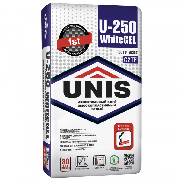 Клей плиточный UNIS U-250 WhiteGEL  25кг 