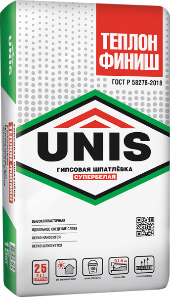 Шпаклёвка ТЕПЛОН ФИНИШ гипсовая UNIS 15 кг