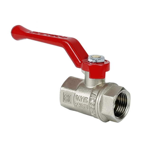 Кран шаровой VALFEX 1/2" внутренняя-внутренняя резьба ручка-РЫЧАГ, НИКЕЛИРОВАННАЯ латунь