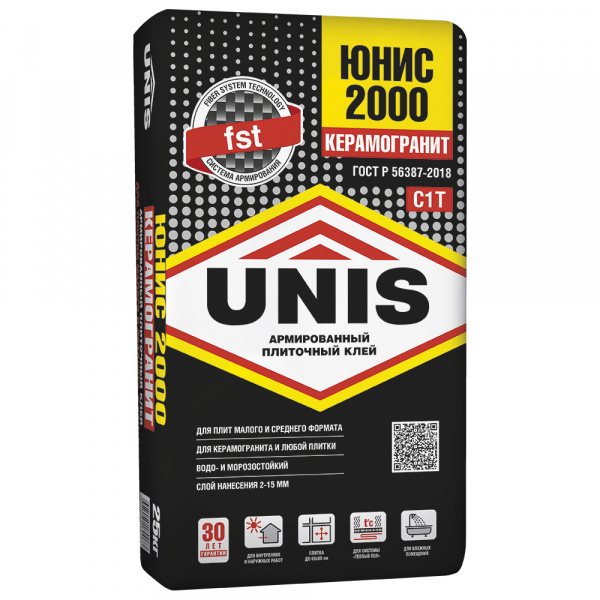 Клей плиточный UNIS 2000 (черный)   25 кг